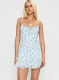 California Dream Mini Dress Blue Floral