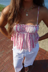 Be My Baby Pink Boho Print Babydoll Top