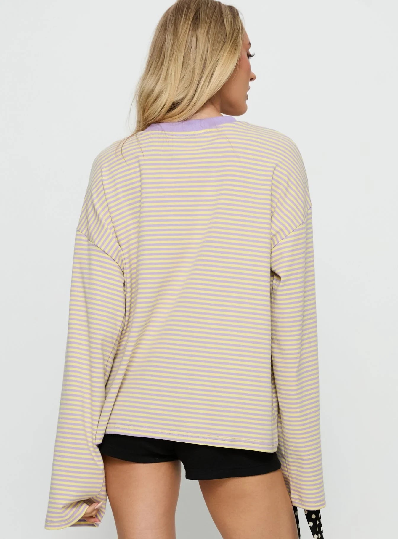 Settle Down Long Sleeve Top Lilac Lemon Stripe