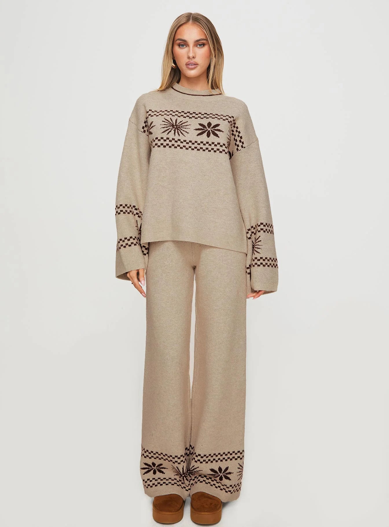Anok Star Pants Brown Cream