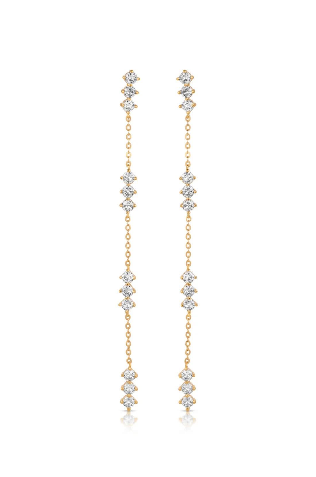 Ettika Linear Crystal Drop Earrings