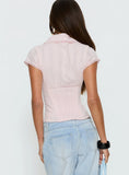 Tyrin Lace Trim Short Sleeve Shirt Pink