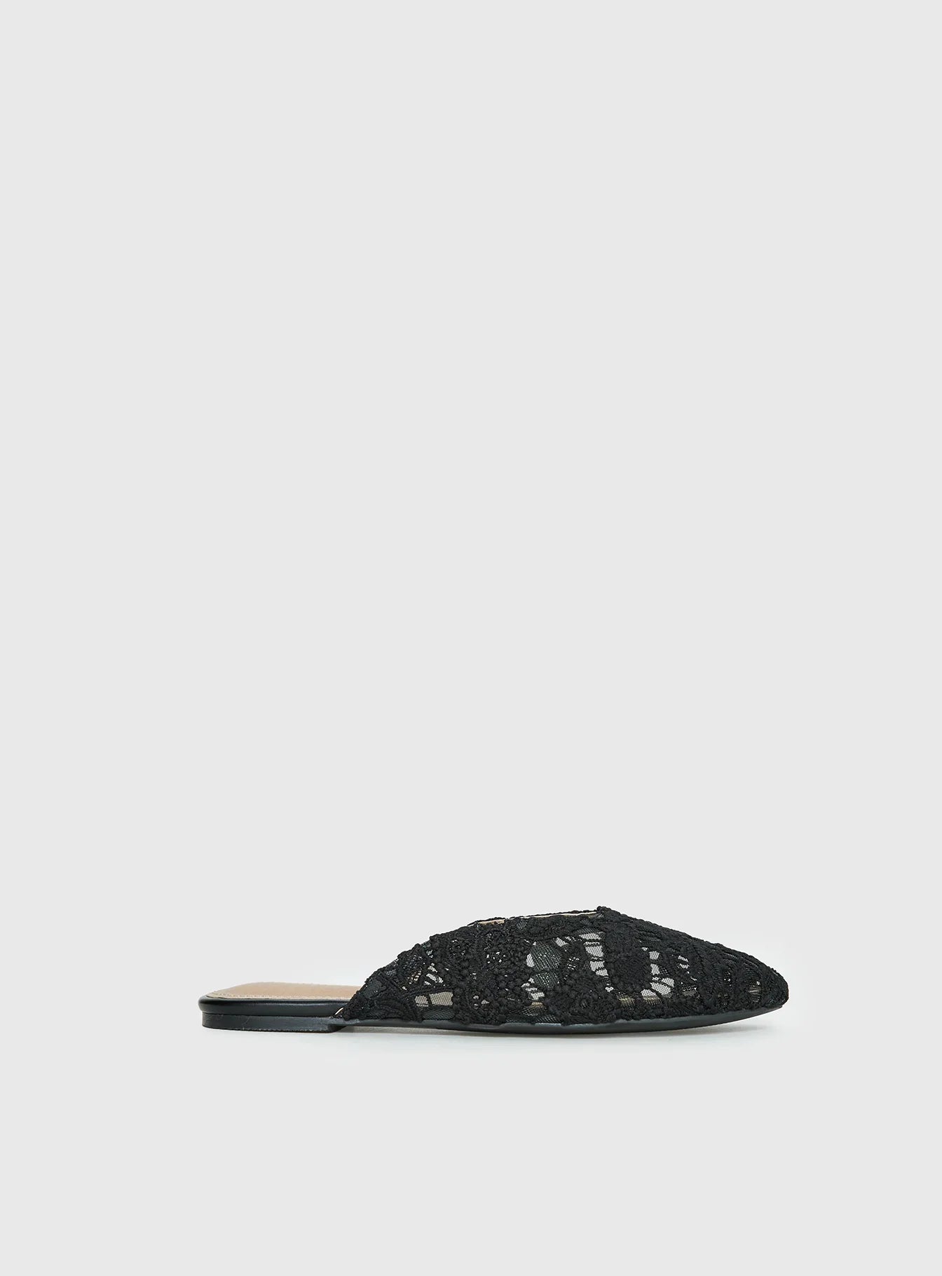 Gretta Lace Slip On Flats Black