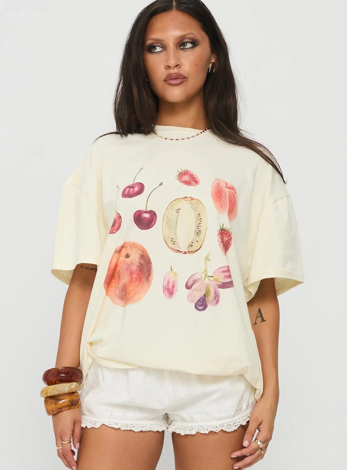 Farmers Pick Oversized Graphic Top Cream