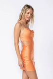 Max Appeal Orange Satin Backless Mini Dress