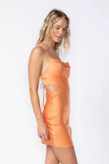 Max Appeal Orange Satin Backless Mini Dress