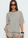 Selvina Terry Towelling Oversized Tee Multi Stripe
