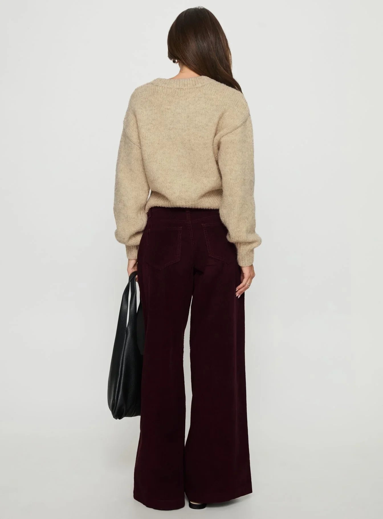 Jacynda Low Waist Wide Leg Corduroy Jeans Currant