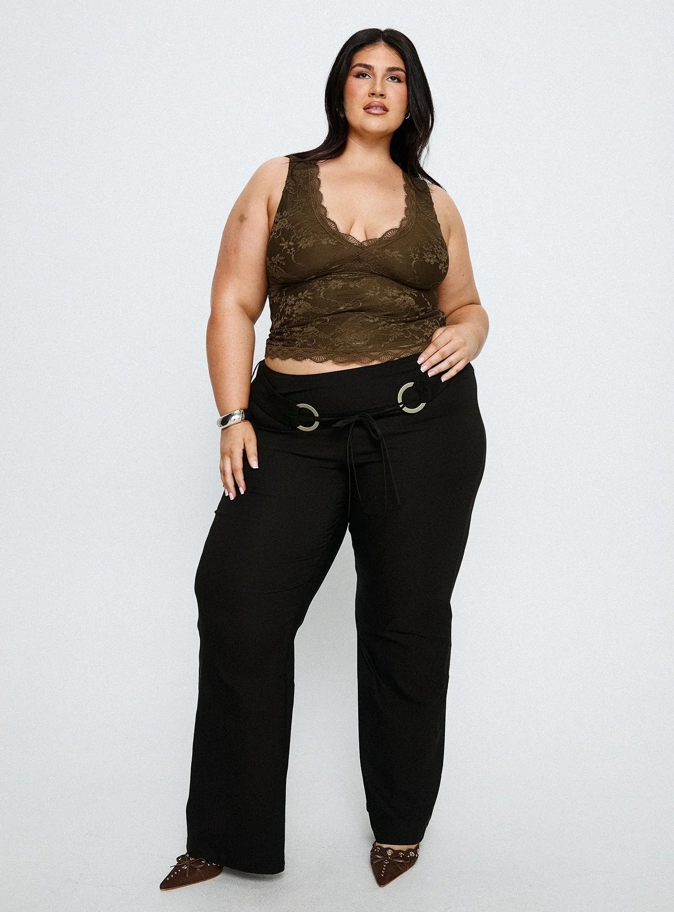 Twinflame Low Rise Hardware Pants Black Curve