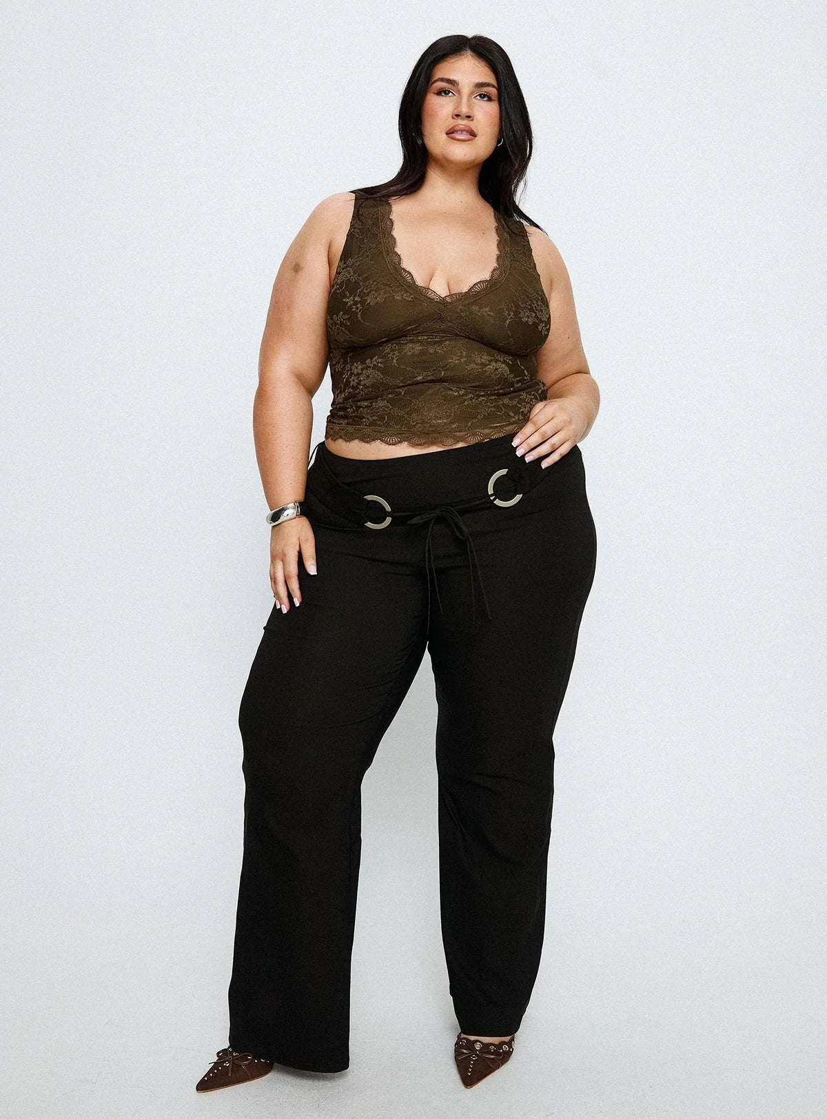 Twinflame Low Rise Hardware Pants Black Curve