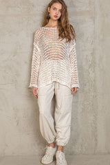 Lucky in Love White Oversized Crochet Sweater