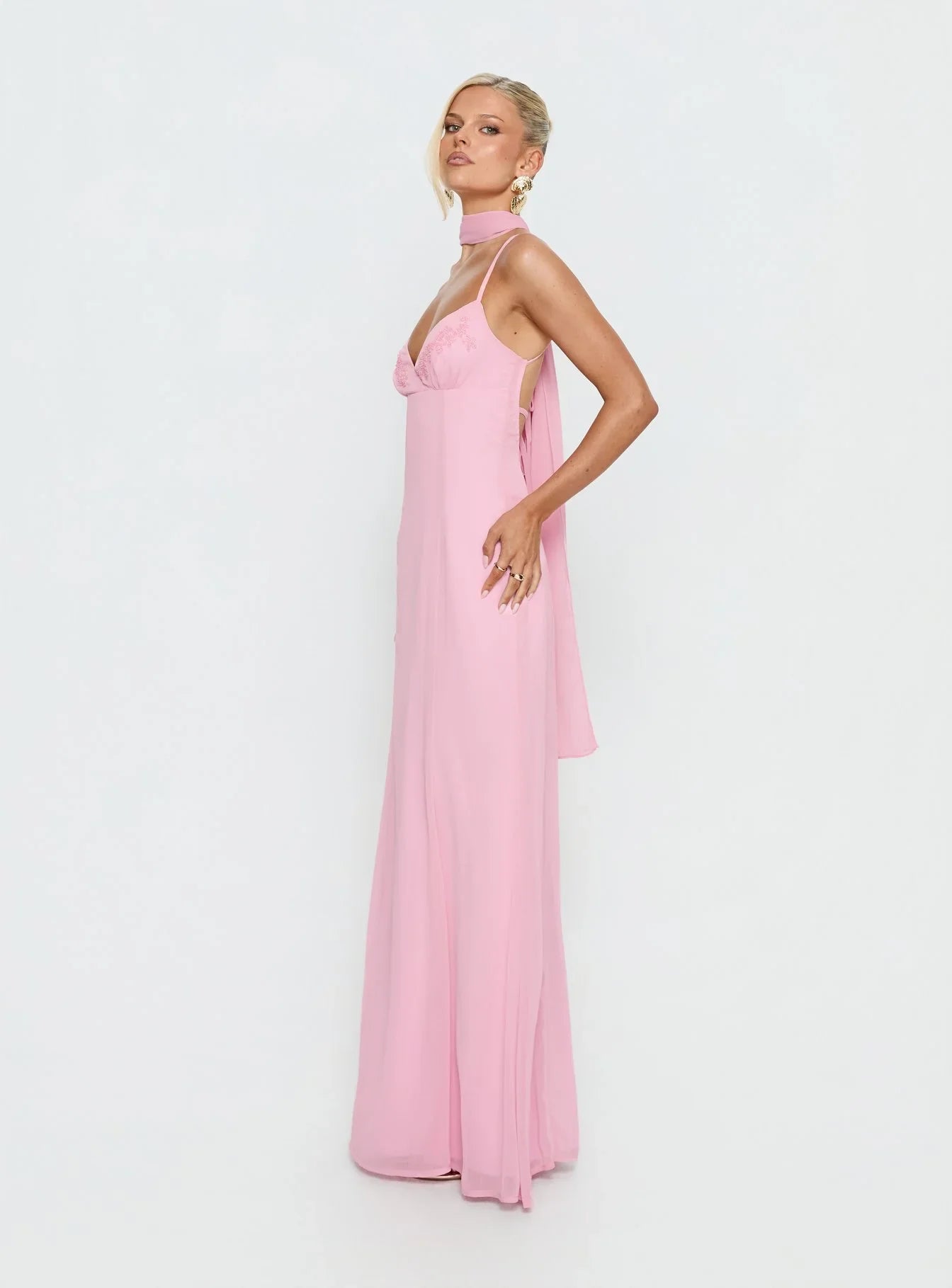 Jadira Scarf Maxi Dress Light Pink