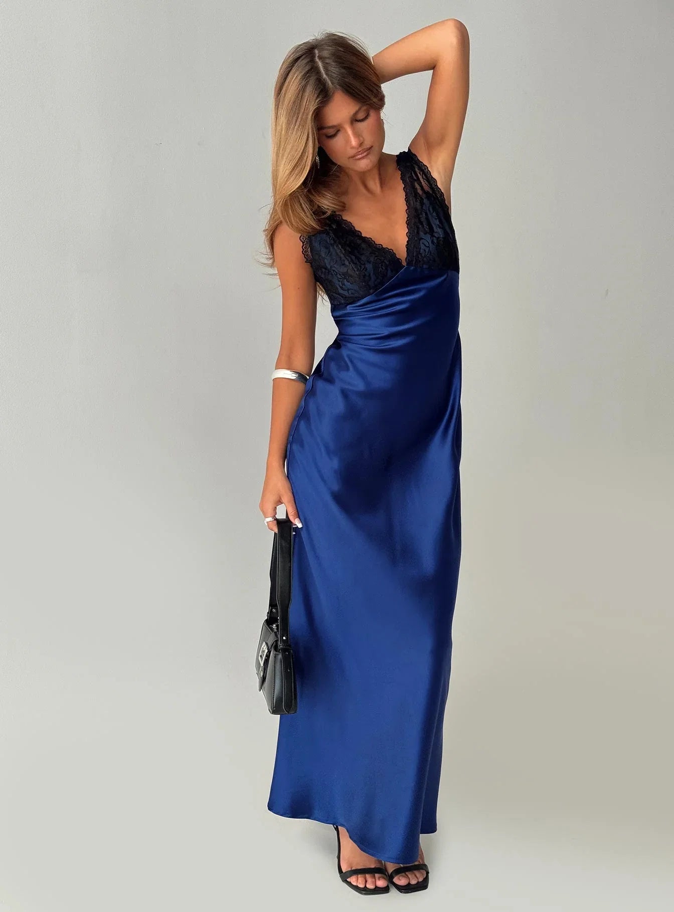 Voila Lace Maxi Dress Navy Black