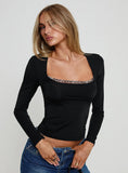 Xandi Long Sleeve Top Black Leopard