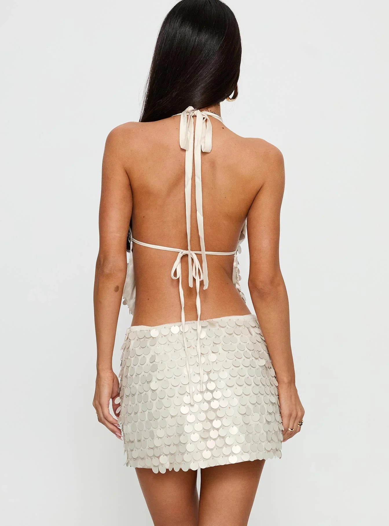 Brittanie Sequin Mini Skirt Cream
