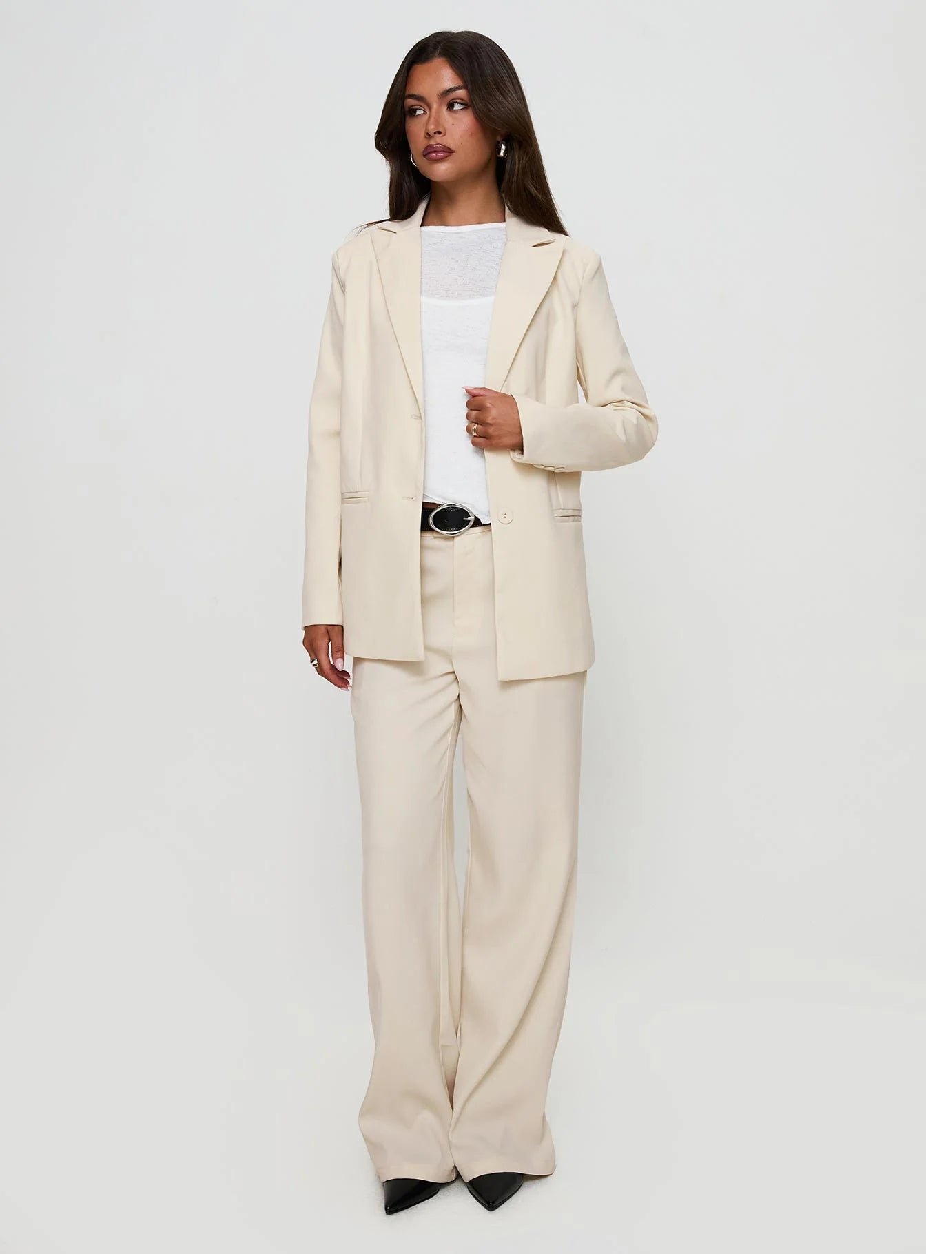 Crowd Pleaser Oversized Blazer Cream