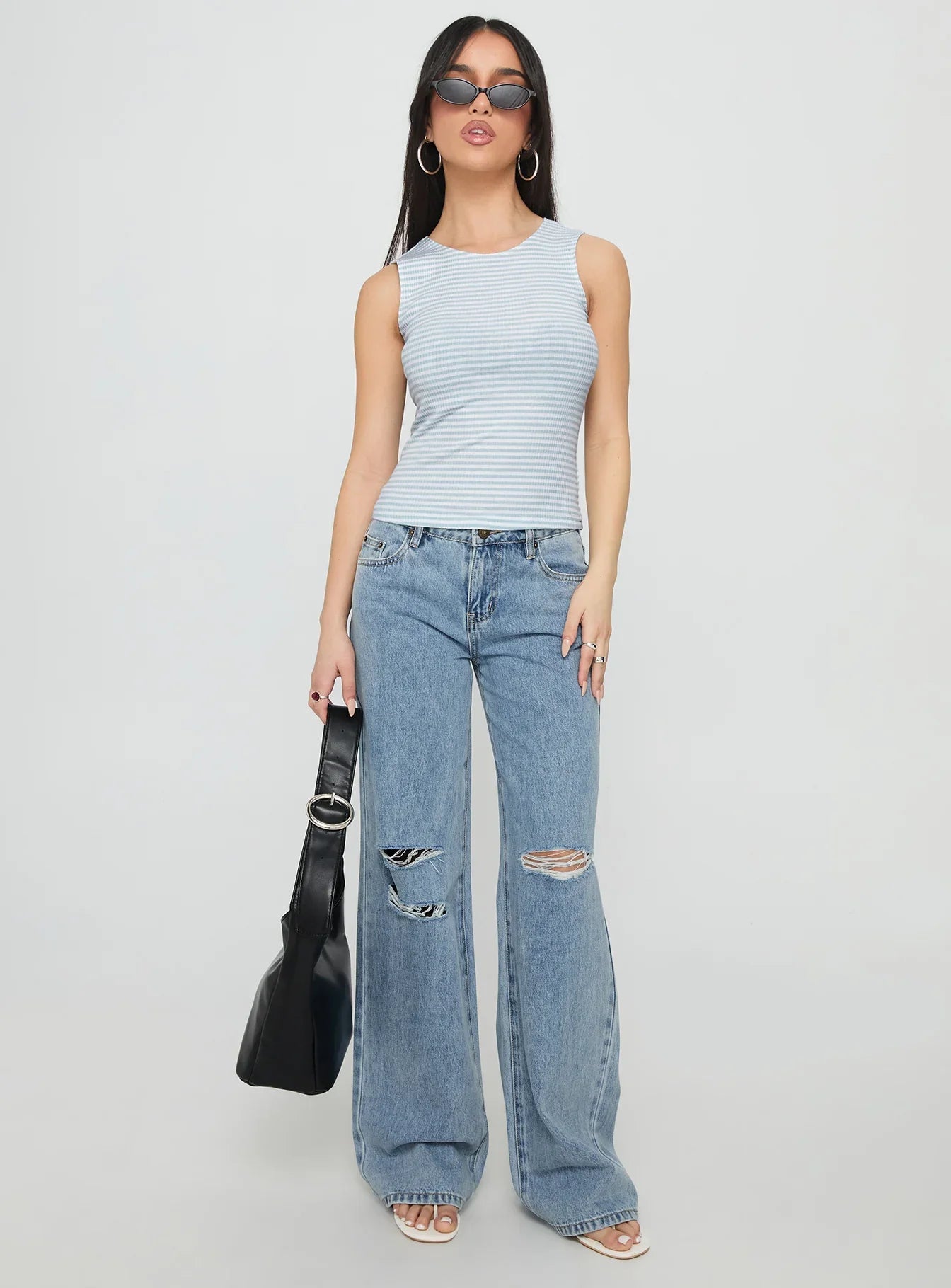 Dystran Top Blue White Stripe