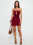 Dream About Me Strapless Buckle Mini Dress Red