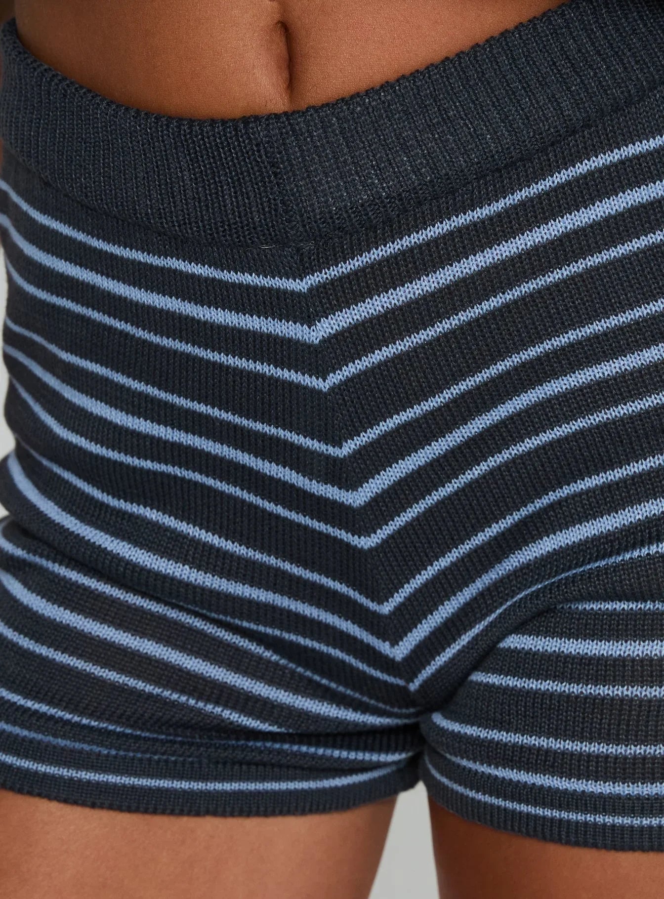 Arlynn Knit Micro Shorts Blue Stripe