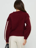 Catherin Crew Neck Knit Sweater Red White