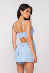 Molly Blue Smocked Cutout Romper