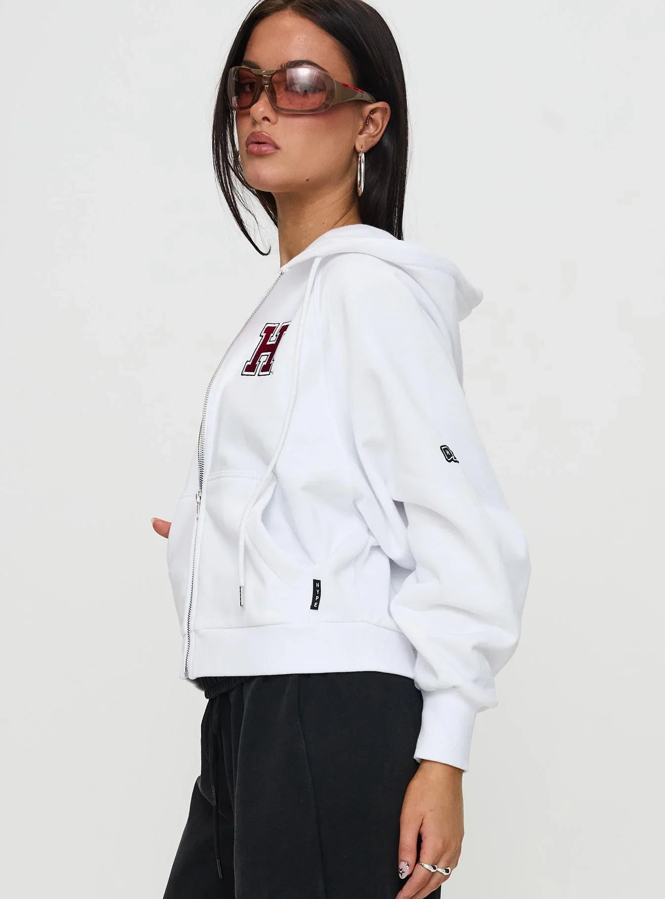 Harvard Raglan Zip Up White Red