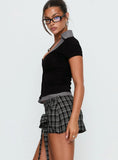 Sarielle Wrap Mini Skort Black Plaid