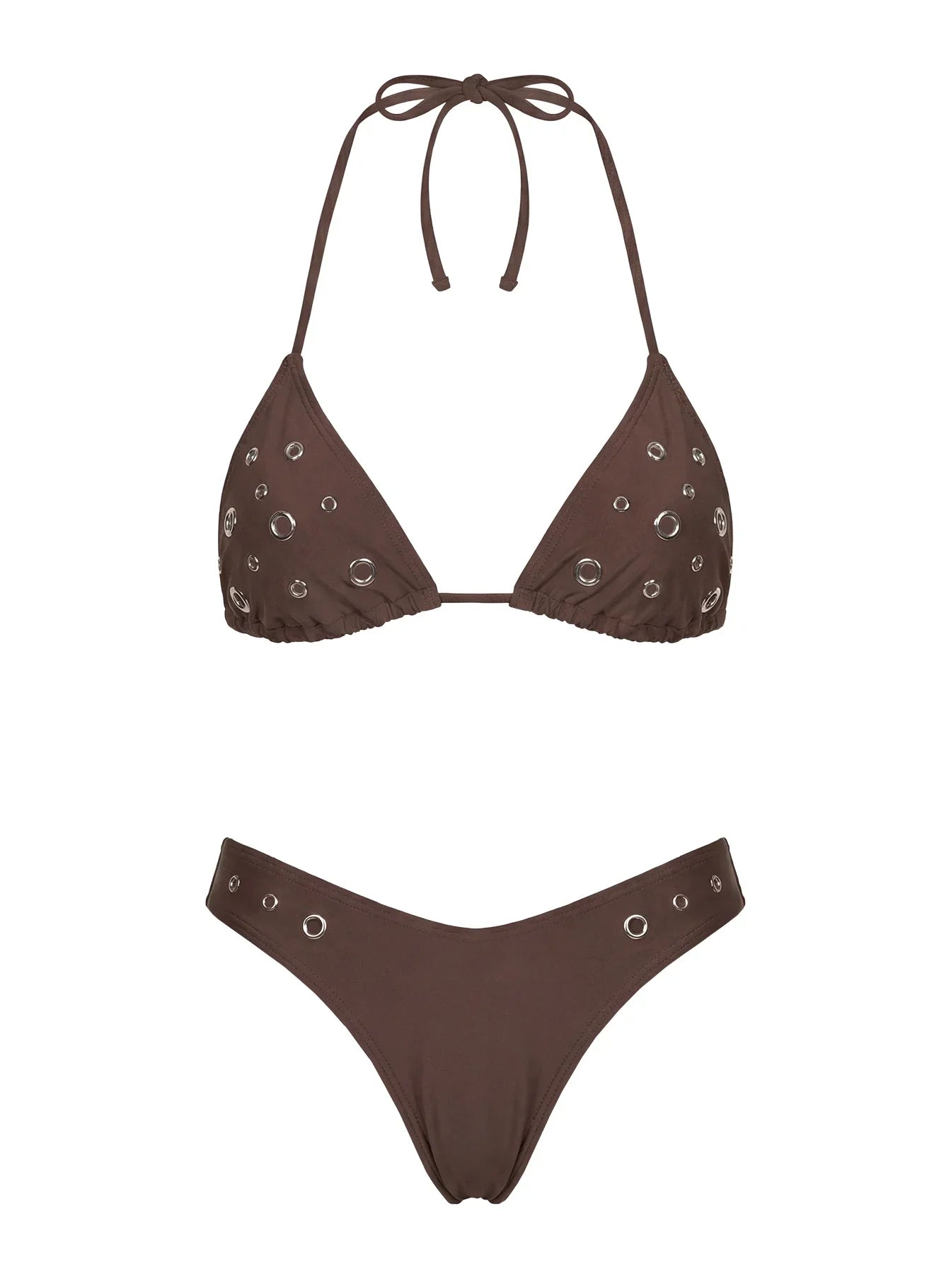 Beach Babe Eyelet Detail Bikini Top Brown