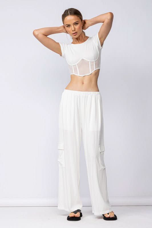 Newport White Linen Blend Pants