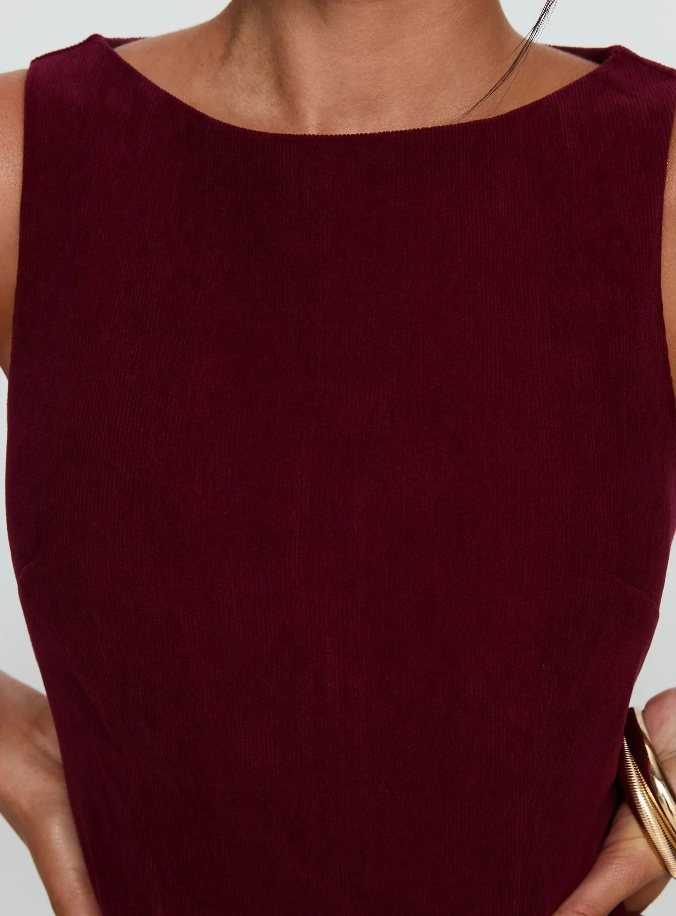 Alfalfa Corduroy Mini Dress Cherry