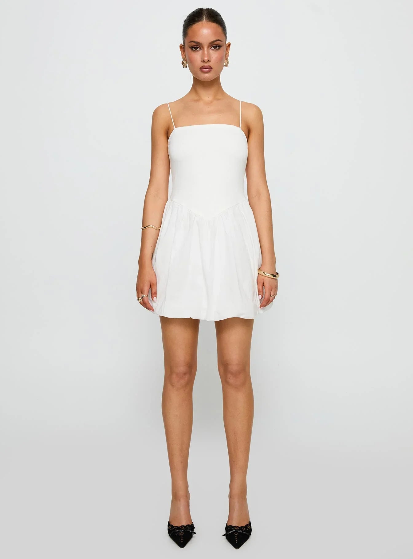 Vista Amora Bubble Hem Mini Dress White
