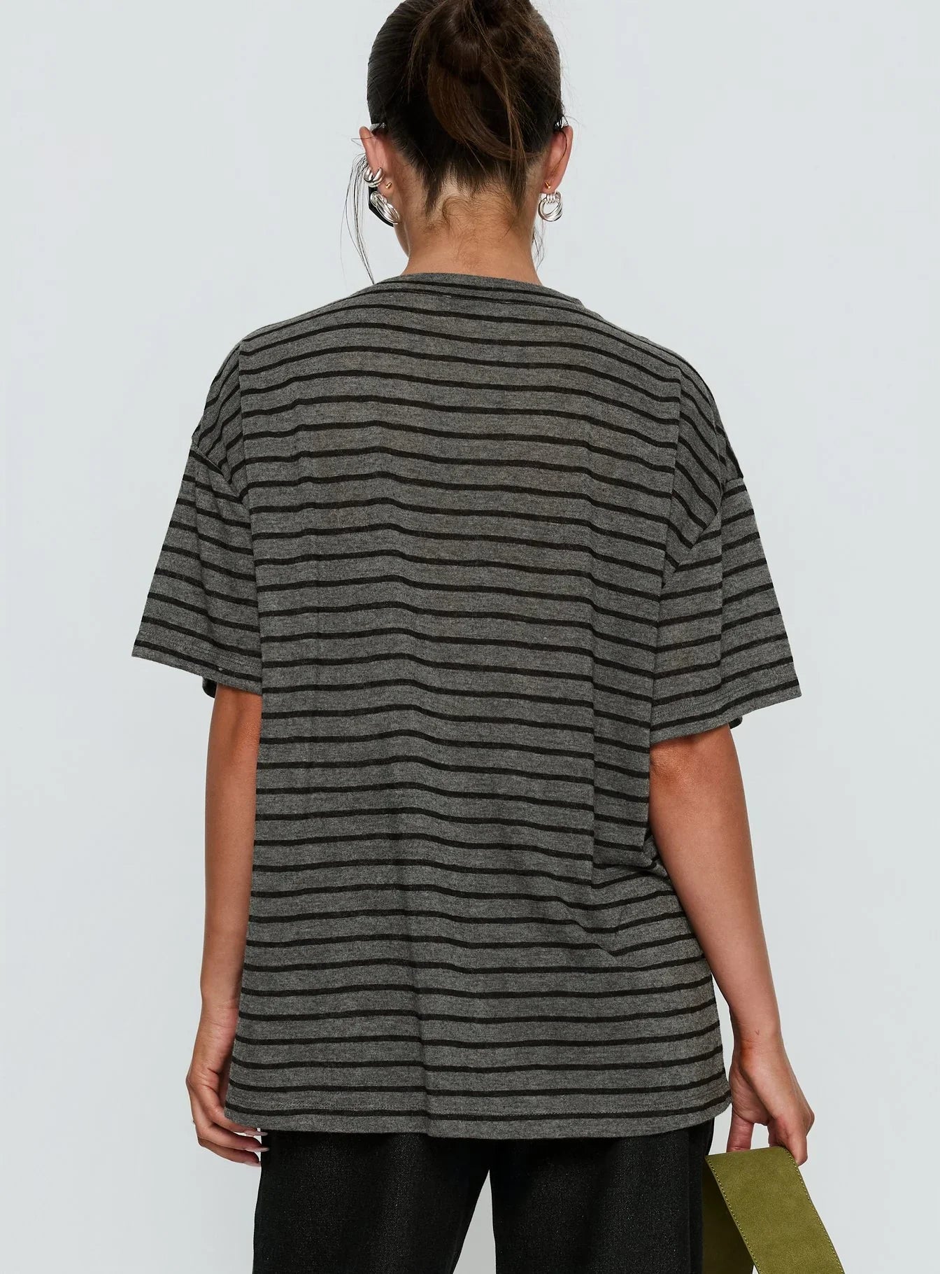 Zaydee Oversized Tee Grey Black Stripe
