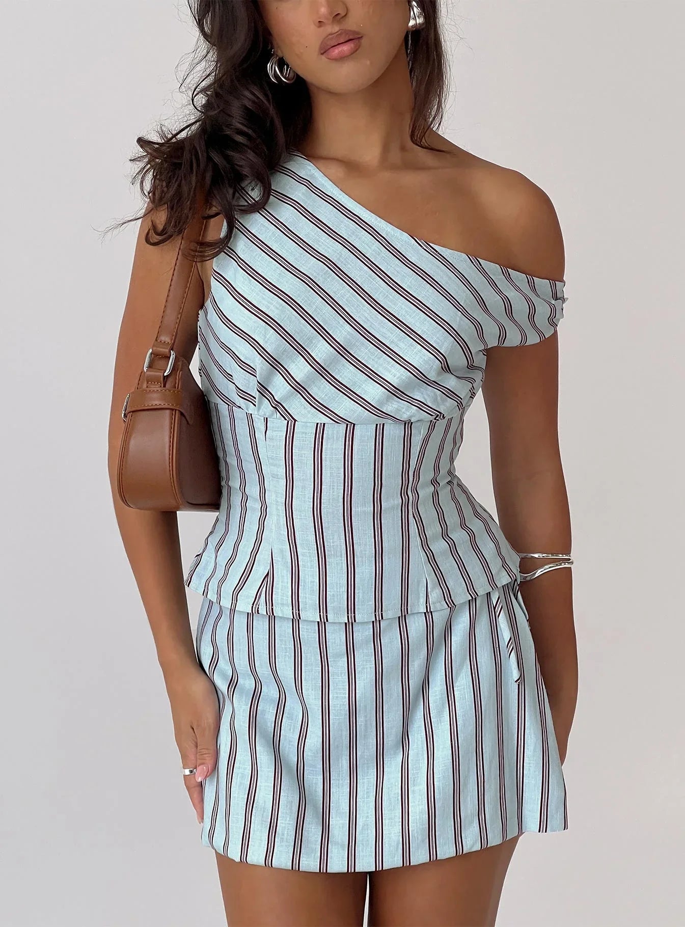 Del Rio Off The Shoulder Top Blue Maroon