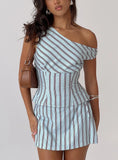 Del Rio Off The Shoulder Top Blue Maroon