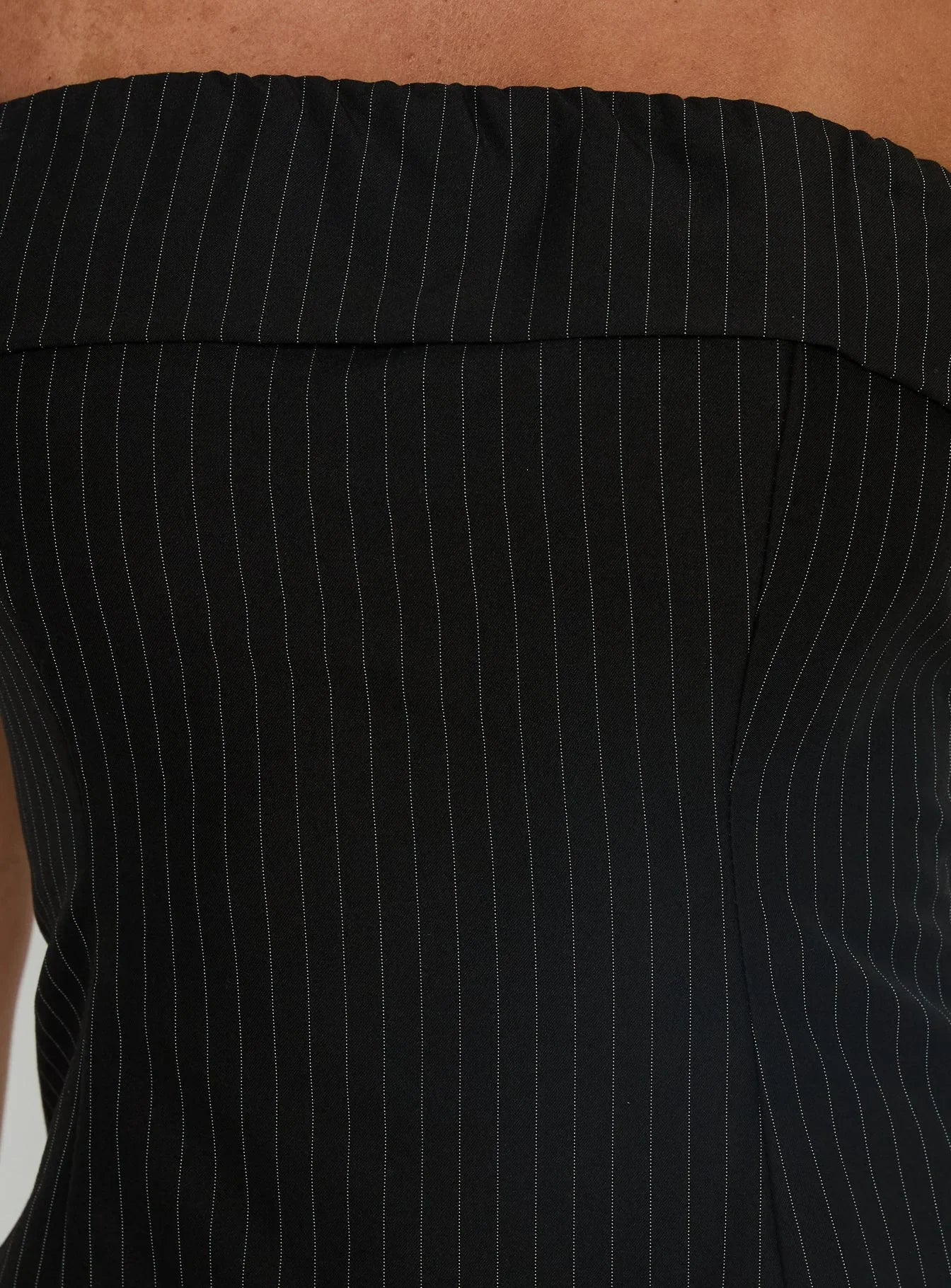 Isalyn Strapless Tailored Top Black Pinstripe