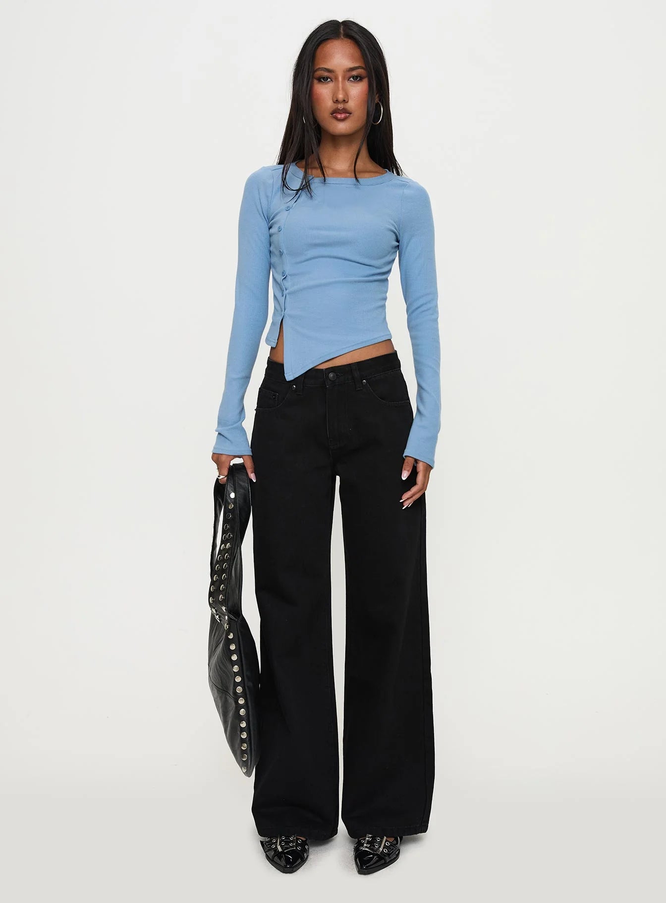 Baseline Button Up Long Sleeve Top Blue