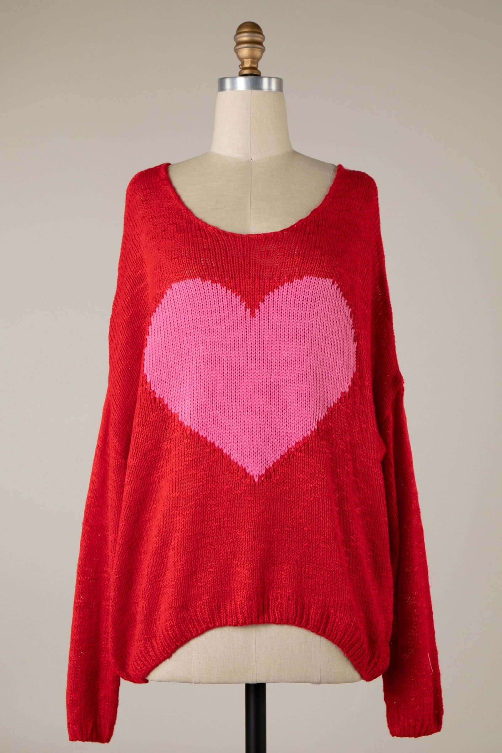 Be Mine Red Sheer Heart Sweater