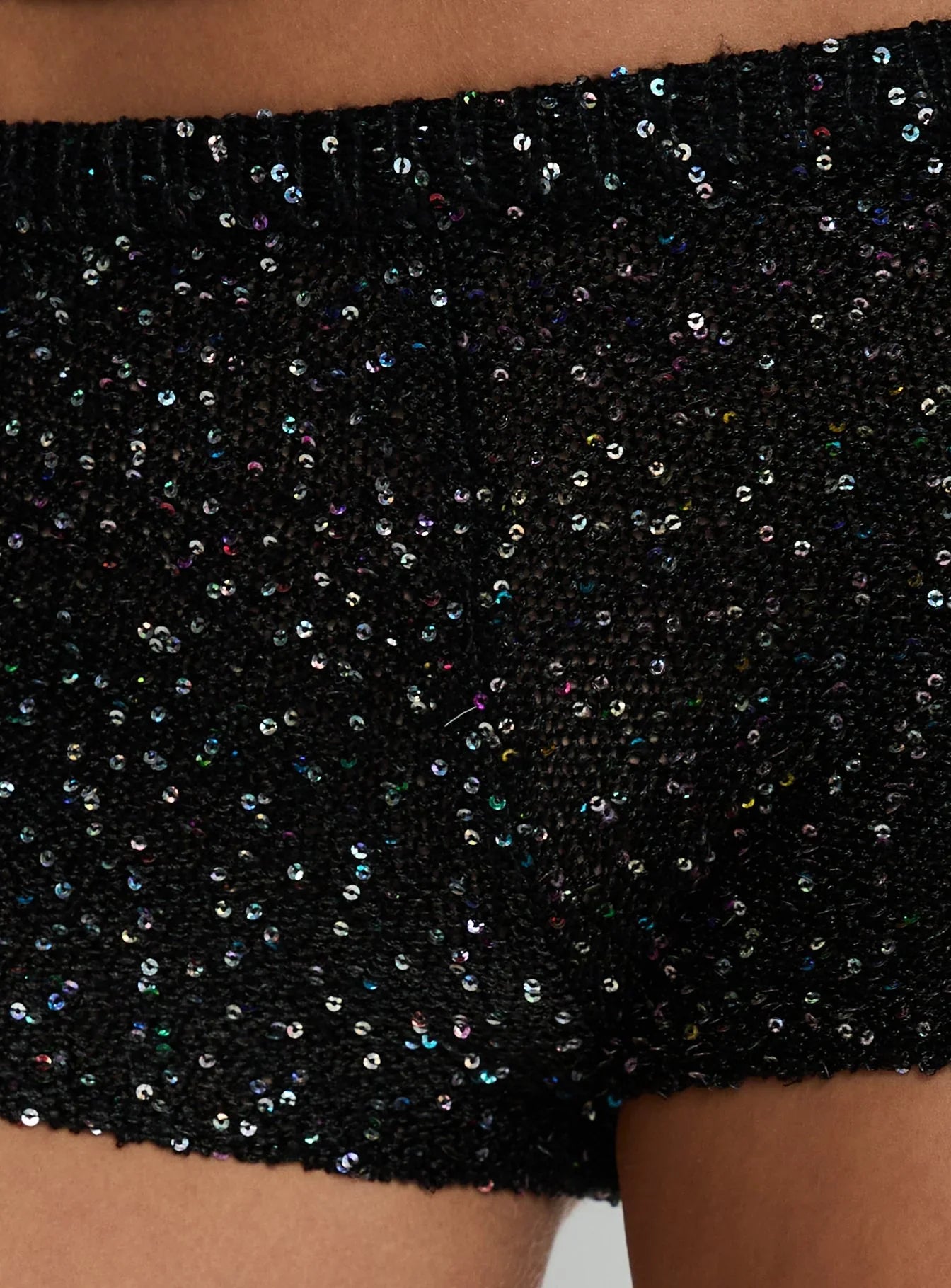 Florenzia Sequin Knit Shorts Black