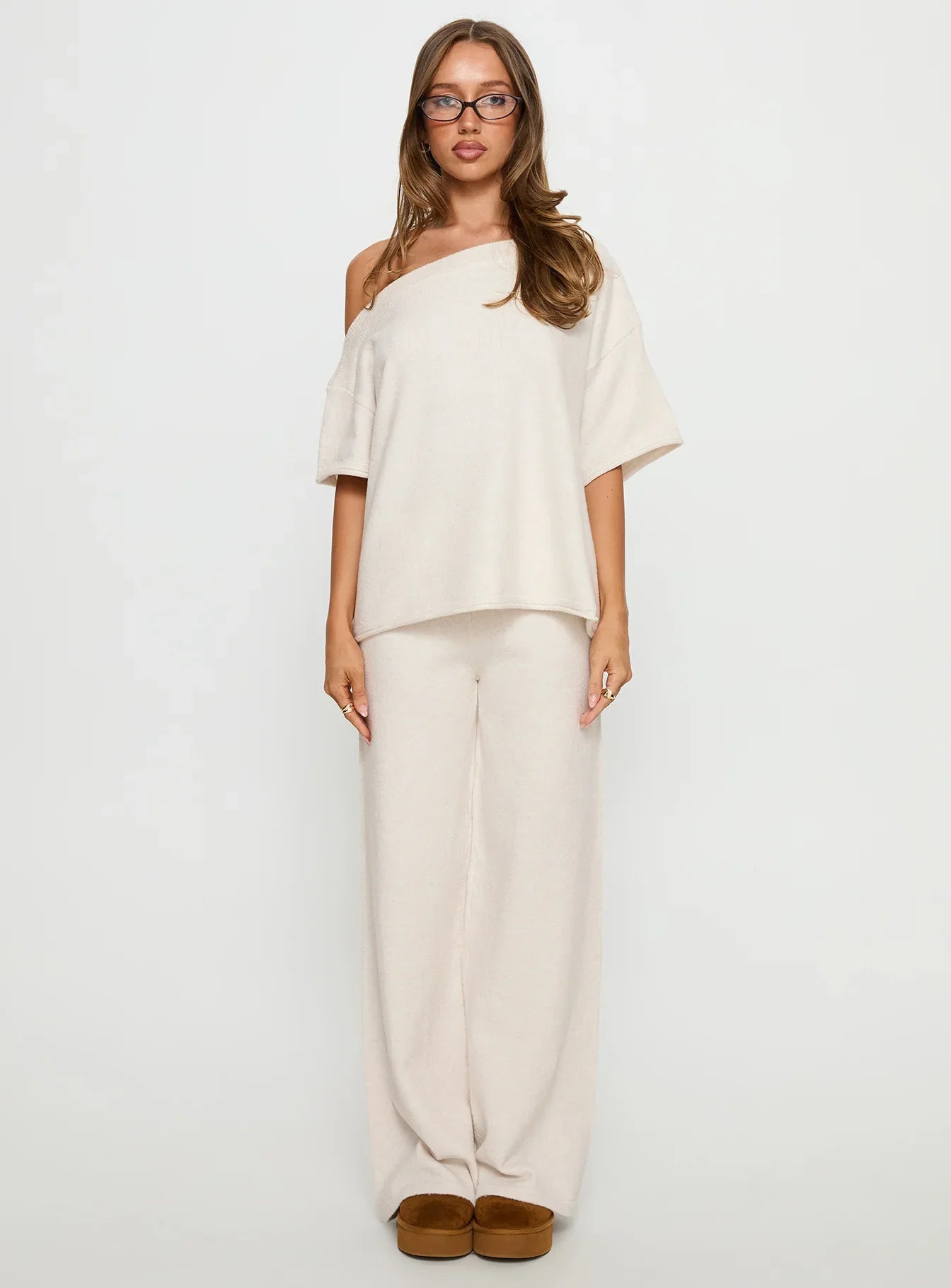 Bekki Wide Leg Knit Pant Oat