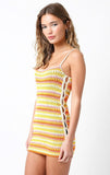 Suns Out Orange Multi Color Sheer Crochet Dress