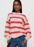 Ryanna Sweater Pink Red Stripe