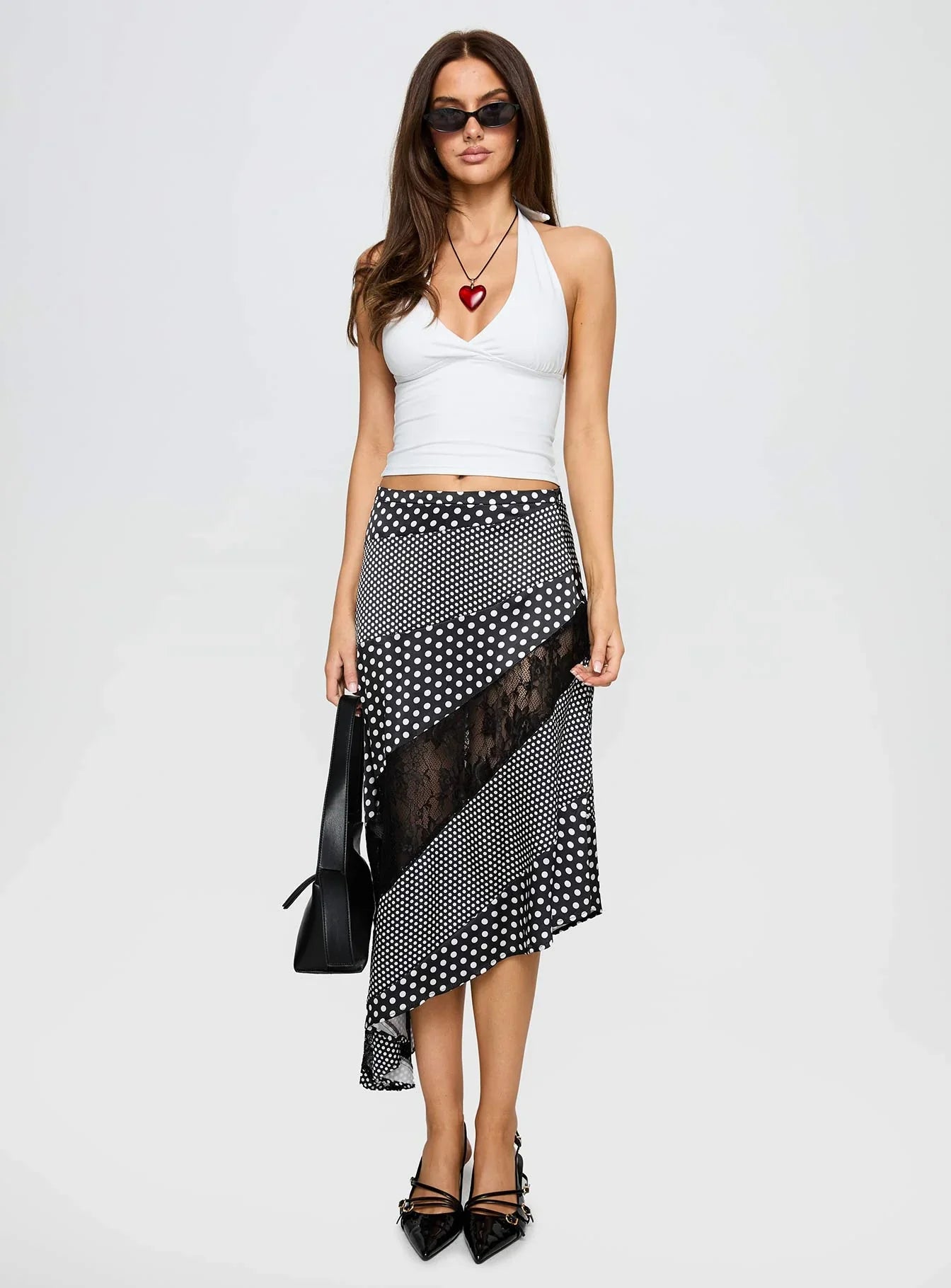 Midnight Memories Asymmetrical Midi Skirt Black Multi