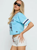 Columbia Cropped Football Jersey Tee Blue