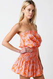 Delaney Orange Floral Strapless Mini Dress