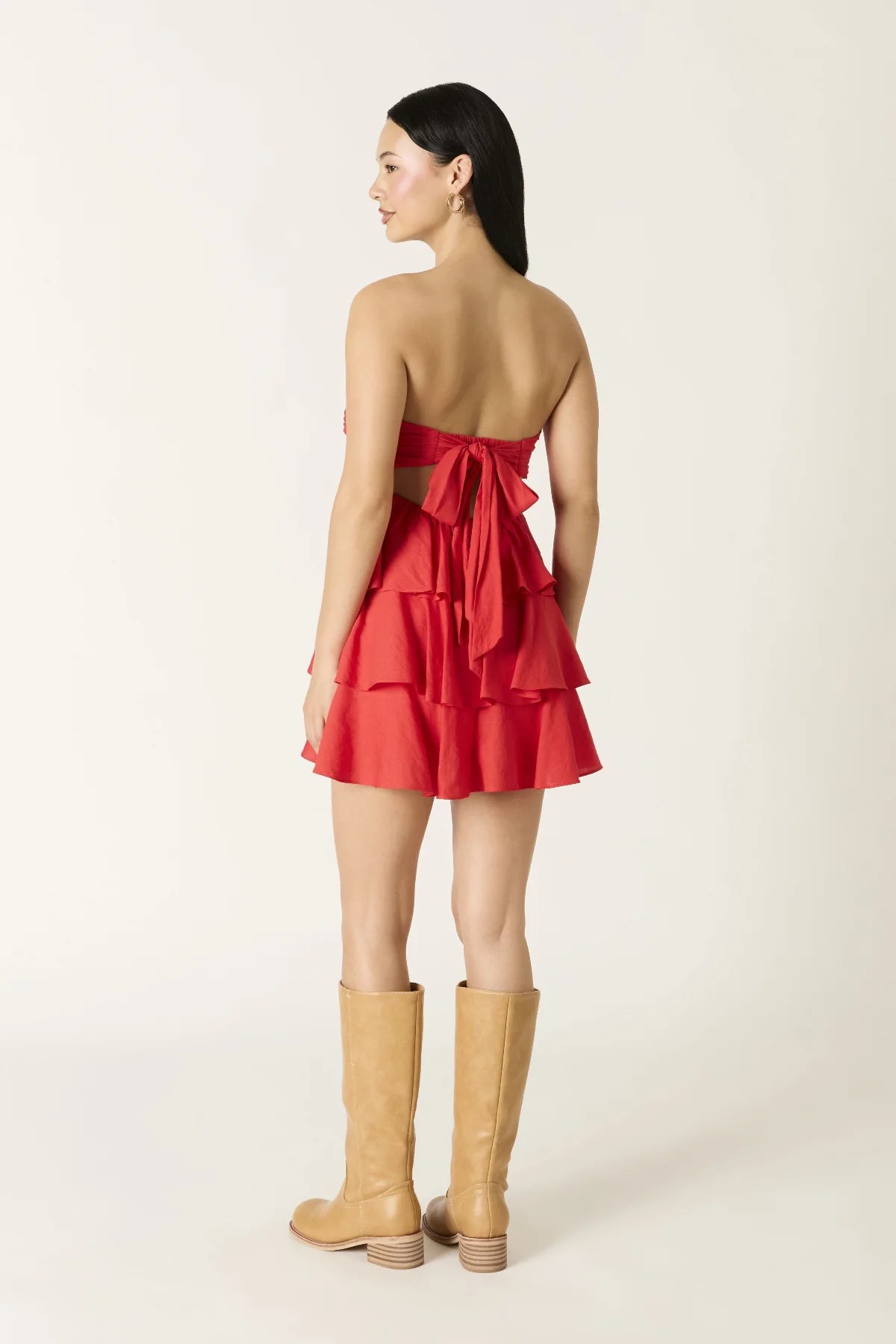 Charlotte Red Strapless Ruffle Mini Dress