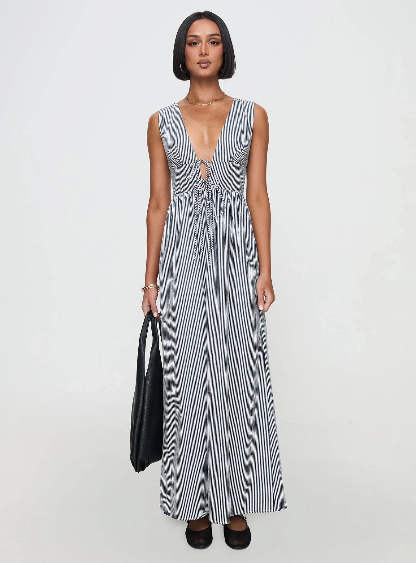 Pokey Maxi Dress Black White Stripe
