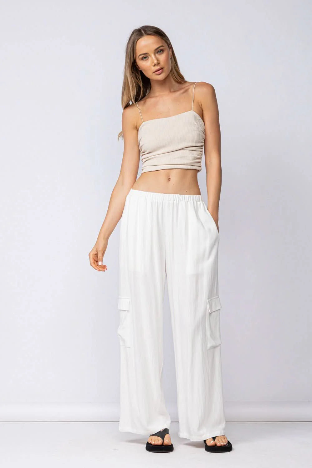 Newport White Linen Blend Pants