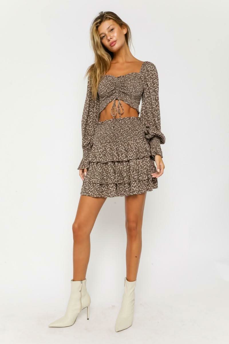 Give Me Fever Mocha Print Two Piece Dress