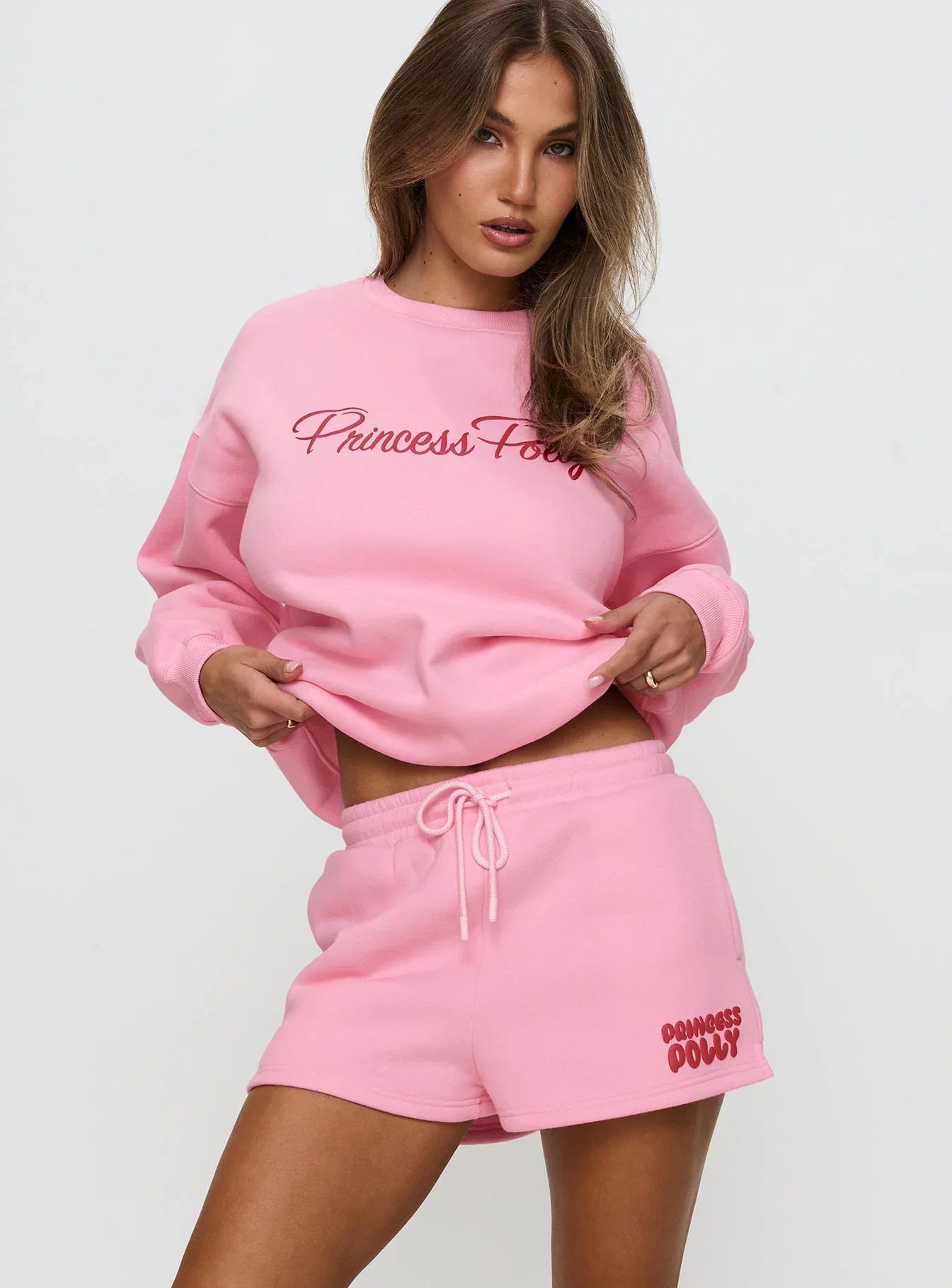 Princess Polly Sweat Short Bubble Text Pink Red