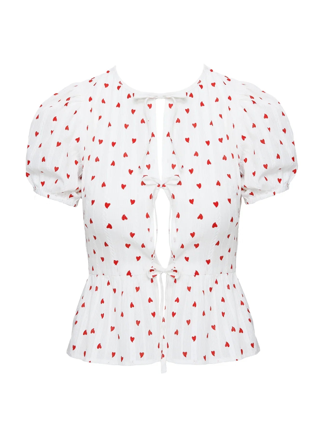 Lucky In Love Bow Tie Top White Red